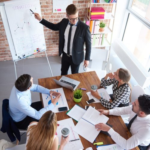 High angle view on business meeting